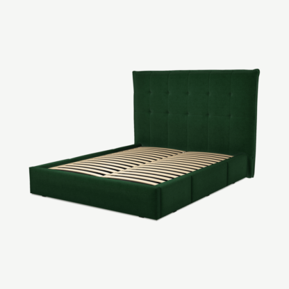 An Image of Lamas King Size Bed with Storage Drawers, Bottle Green Velevt