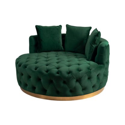 An Image of Frankfurt Loveseat - Bottle Green - Brass Base