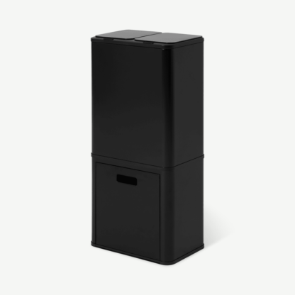 An Image of Tage Triple Touch-Free Sensor Recycling Bin, 44L, Black