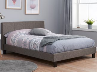 An Image of Berlin Grey Fabric Bed Frame - 5ft King Size
