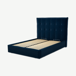 An Image of Lamas Double Ottoman Storage Bed, Regal Blue Velvet