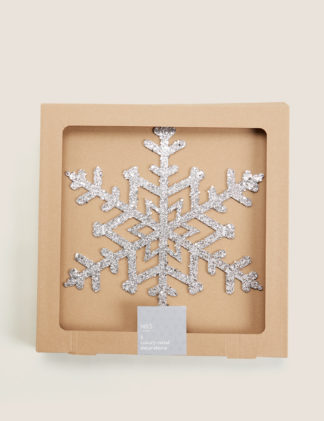 An Image of M&S 2 Pack Glitter Snowflake Tree Decorations