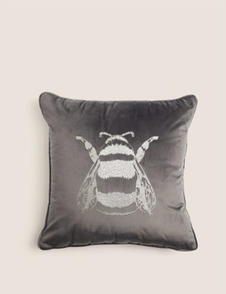 An Image of M&S Velvet Bee Embroidered Cushion