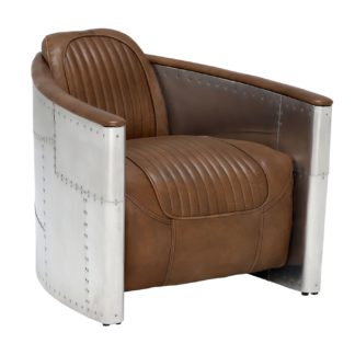 An Image of Timothy Oulton Aviator Tomcat Armchair, Destroyed Raw