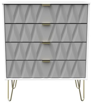 An Image of Shimmer 4 Drawer Chest - Grey & White