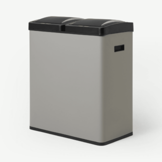 An Image of Rask 60L Touch-Free Sensor Recycling Bin X2 30L, Cool Grey
