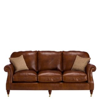 An Image of Parker Knoll Meredith Leather Grand Sofa, London Saddle