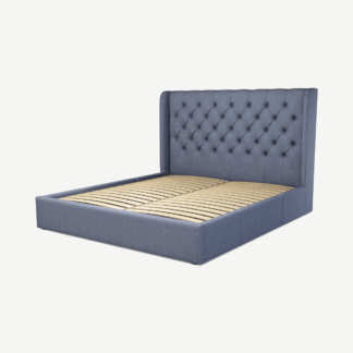 An Image of Romare Super King Size Bed with Storage Drawers, Denim Cotton