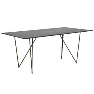 An Image of Facet Dining Table, Dark Mango Wood and Brass