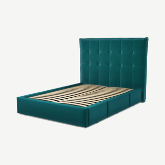 An Image of Lamas Double Bed with Storage Drawers, Tuscan Teal Velvet