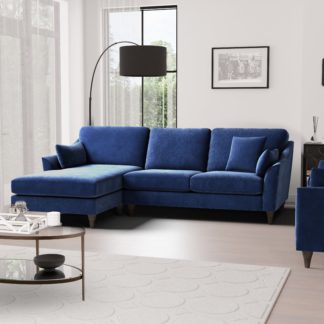 An Image of Sophia Plush Chenille Corner Sofa Navy