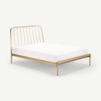 An Image of Alana Double Bed, Brushed Brass