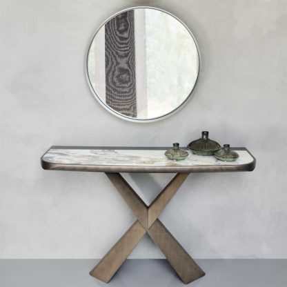 An Image of Cattelan Terminal Keramik Console Table, Brushed Bronze