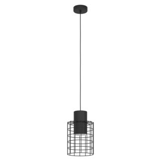 An Image of EGLO Milligan Caged Black 20cm Pendant Light