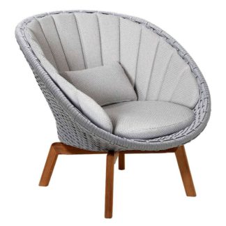 An Image of Cane-line Peacock Light Grey Lounge Chair with Cushion Set
