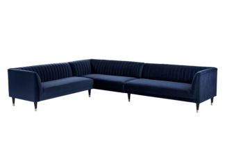 An Image of Baxter Large Left Hand Corner Sofa - Navy Blue
