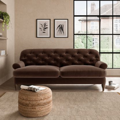 An Image of Canterbury Luxury Velvet 3 Seater Sofa Luxury Velvet Black