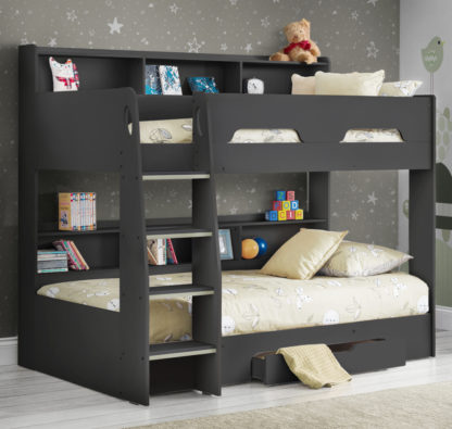 35944420b808799965de741bced3ace14f38622086457d4868c0f78290199299.jpg An Image of Orion Anthracite Wooden Storage Bunk Bed Frame - 3ft Single