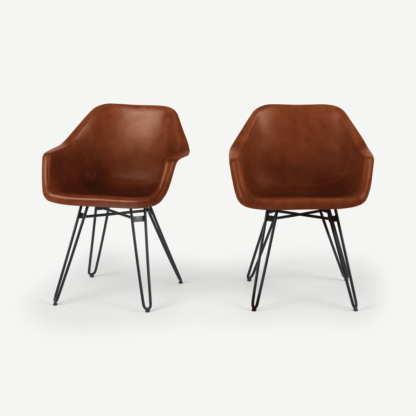 3594568a57266b7e5864d2596afb8e82769ae1a0c5c73321ccdf98b7d3f4aad3.png An Image of Set of 2 Hektor Tub Dining Chair, Tan and Black