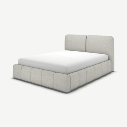 An Image of Maxmo Double Ottoman Storage Bed, Ghost Grey Cotton