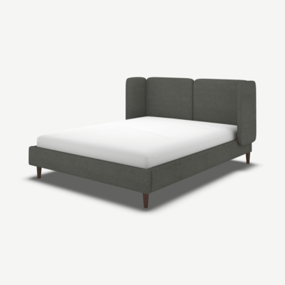 An Image of Ricola Super King Size Bed, Granite Grey Boucle with Walnut Stain Oak Legs