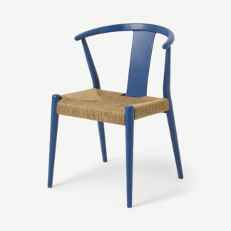 An Image of Abbon Woven Dining Chair, Blue Wash