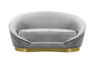 An Image of Selini Two Seat Sofa - Dove Grey Brass Base