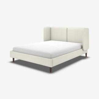 An Image of Ricola Super King Size Bed, Putty Cotton with Walnut Stain Oak Legs