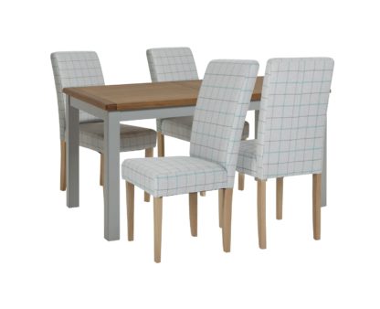 An Image of Habitat Kent Wood Veneer Dining Table & 4 Grey Chairs
