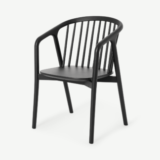 An Image of Tacoma Carver Dining Chair, Charcoal Black