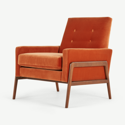 An Image of Cecil Accent Armchair, Cotton Velvet Burnt Orange