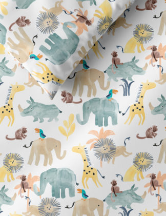 An Image of M&S Pure Cotton Little Safari Bedding Set