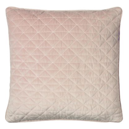 An Image of Quilted Velvet Cushion - Blush - 45x45cm