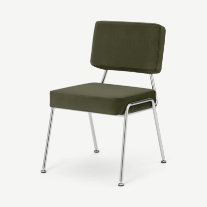 An Image of Knox Dining Chair, Pistachio Green Velvet with Chrome Legs