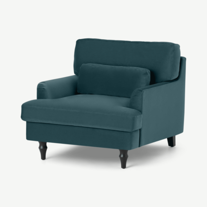 An Image of Tamyra Loveseat, Steel Blue Velvet