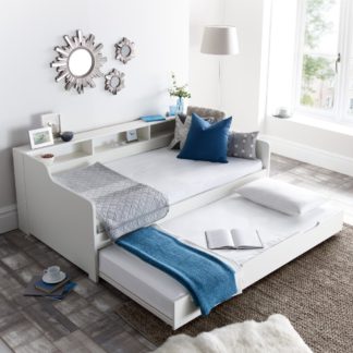 An Image of Tyler White Wooden Day Bed with Guest Bed Trundle Frame Only - 3ft Single