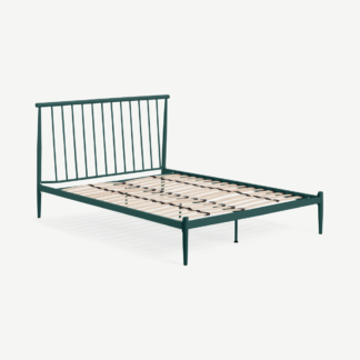 An Image of Penn Super King Size Metal Bed, Peacock Green Metal