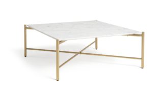 An Image of Habitat Elba Solid Marble Coffee Table - Brass