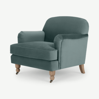 An Image of Orson Small Armchair, Marine Green Velvet