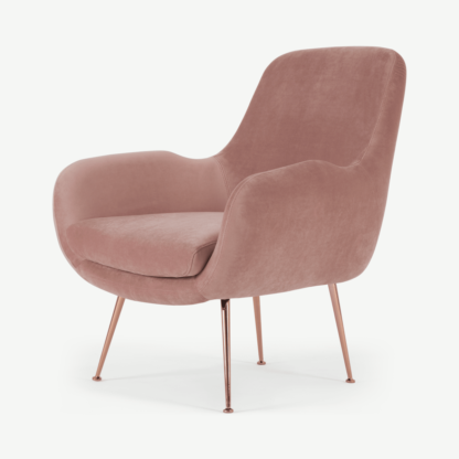 An Image of Moby Accent Armchair, Vintage Pink Velvet