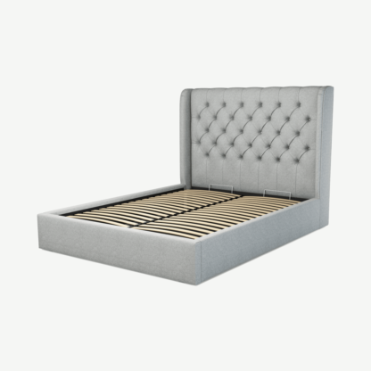 An Image of Romare King Size Ottoman Storage Bed, Wolf Grey Wool