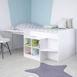 An Image of Pilot White Wooden Mid Sleeper Cabin Bed Frame - 3ft Single