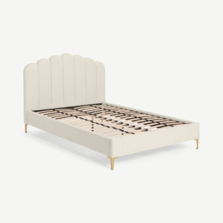 An Image of Delia Double Bed, Whitewash Boucle