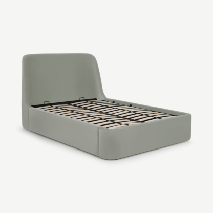 An Image of Hayllar King Size Ottoman Storage Bed, Sage Green Velvet