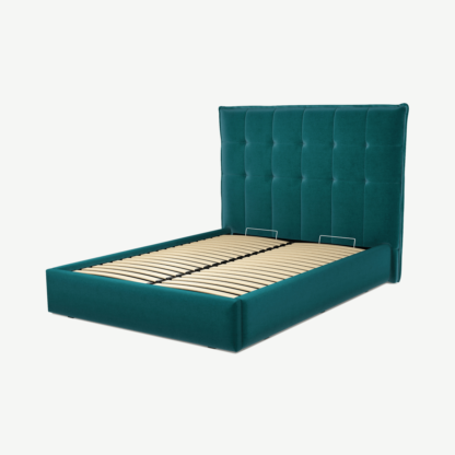 An Image of Lamas Double Ottoman Storage Bed, Tuscan Teal Velvet