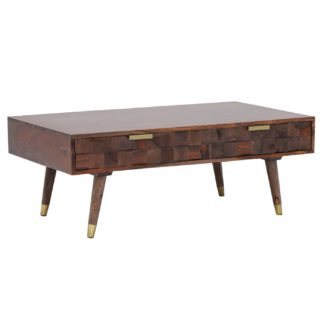 An Image of Kora 2 Drawer Coffee Table, Sheesham Wood