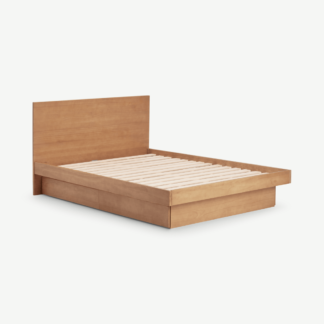 An Image of Meiko Double Bed with Drawer Storage, Pine