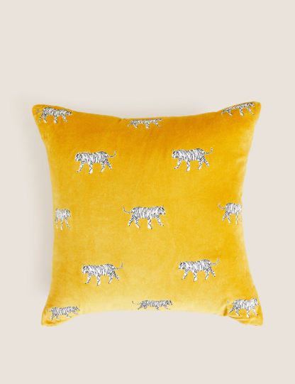 An Image of M&S Velvet Embroidered Cushion