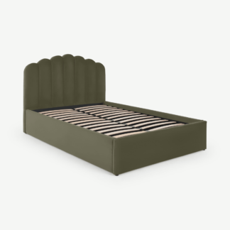 An Image of Delia King Size Ottoman Storage Bed, Sycamore Green Velvet