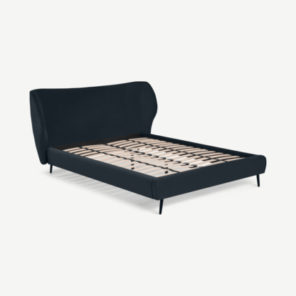 An Image of Topeka Double Bed, Twilight Blue Velvet